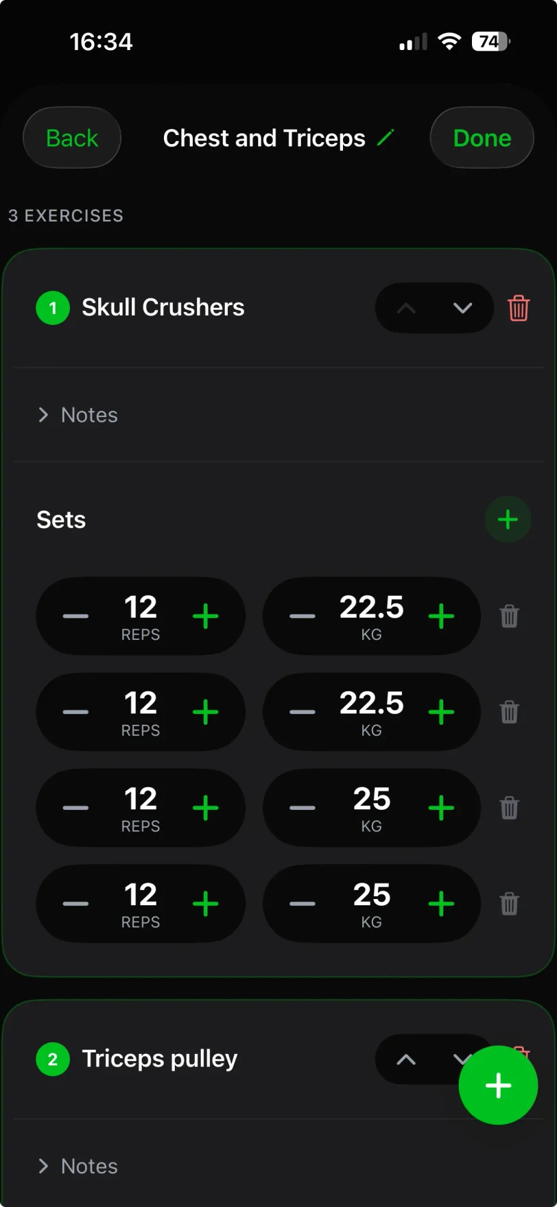 Exercise detail with sets